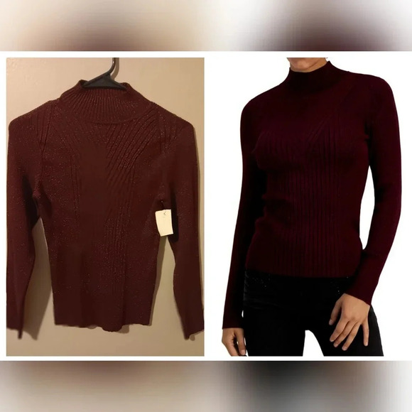 INC International Concepts Women's Shine Ribbed Turtleneck Sweater - Picture 1 of 4